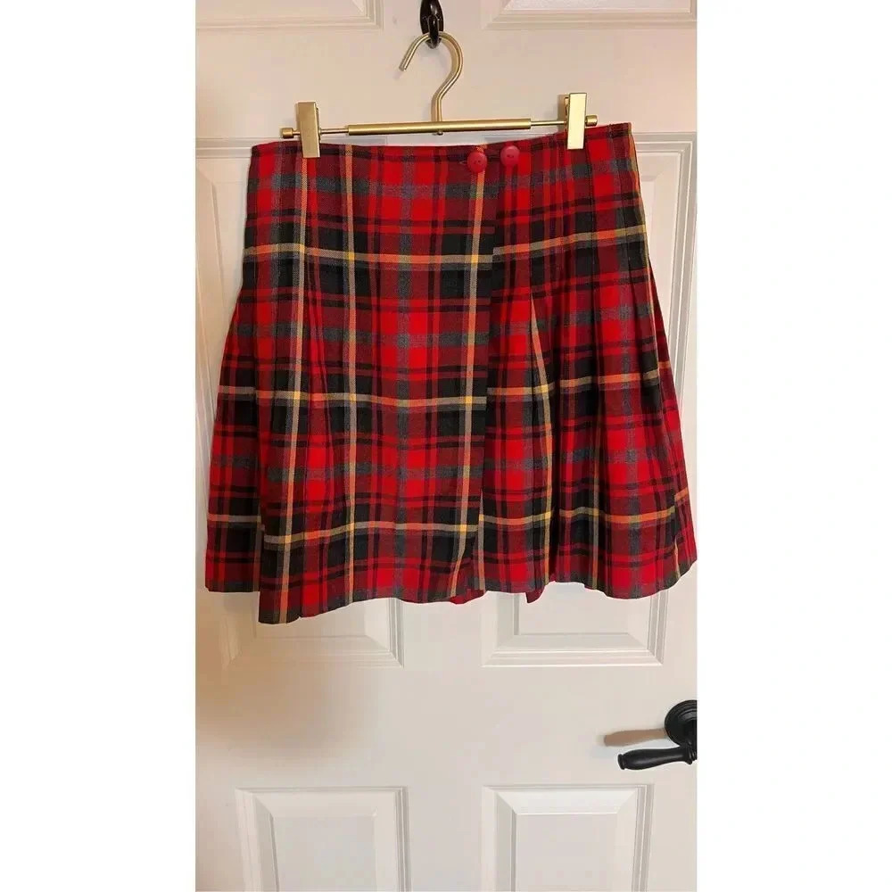 Vintage Pasta Women’s Size 12 medium Red Buffalo Plaid School Girl Mini Skirt Bu - Picture 2 of 9